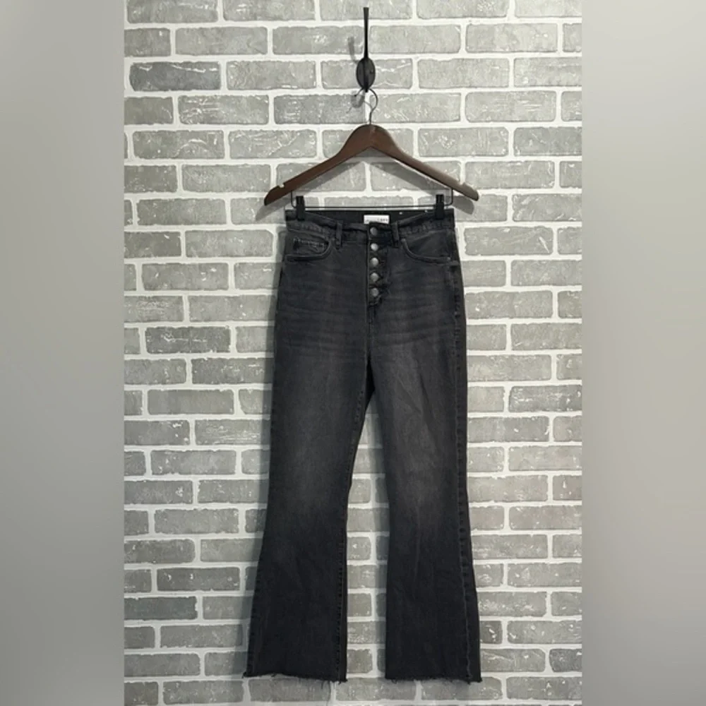 Madewell Loft High Waist Sandal Flare Jeans Black Wash Button Fly Women’s 25